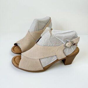 Comfortiva Shoes Cream Leather Snake Katara Heeled Sandals Slingback